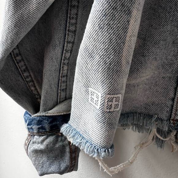 KSUBI DISTRESSED CROPPED ACID WASH DENIM JACKET⛓️ - Picture 6 of 6